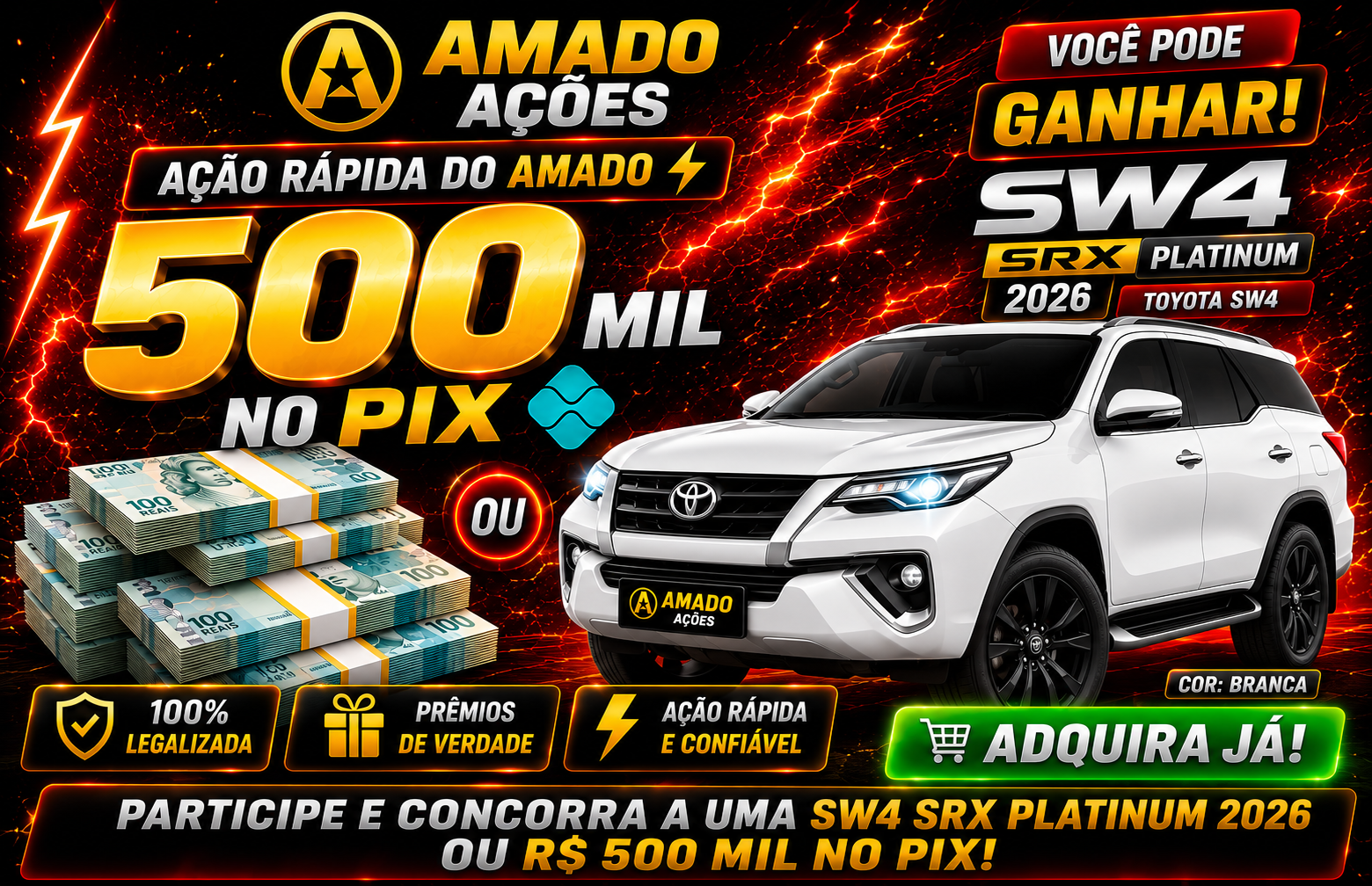 Toyota SW4 SRX Platinum 2026 ou 500 mil no PIX